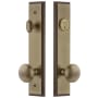 Grandeur Carre Solid Brass Tall Plate Single Cylinder Keyed Entry Set with Fifth Avenue Knob and 2-3/8" Backset Vintage Brass