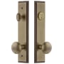 Grandeur Carre Solid Brass Tall Plate Single Cylinder Keyed Entry Set with Fifth Avenue Knob and 2-3/4" Backset Vintage Brass