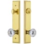 Grandeur Carre Solid Brass Tall Plate Single Cylinder Keyed Entry Set with Fontainebleau Crystal Knob and 2-3/8" Backset Lifetime Brass