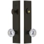 Grandeur Carre Solid Brass Tall Plate Single Cylinder Keyed Entry Set with Fontainebleau Crystal Knob and 2-3/8" Backset Timeless Bronze