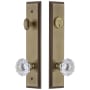Grandeur Carre Solid Brass Tall Plate Single Cylinder Keyed Entry Set with Fontainebleau Crystal Knob and 2-3/8" Backset Vintage Brass