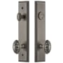 Grandeur Carre Solid Brass Tall Plate Single Cylinder Keyed Entry Set with Grande Victorian Knob and 2-3/4" Backset Antique Pewter