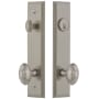 Grandeur Carre Solid Brass Tall Plate Single Cylinder Keyed Entry Set with Grande Victorian Knob and 2-3/4" Backset Satin Nickel