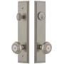 Grandeur Carre Solid Brass Tall Plate Single Cylinder Keyed Entry Set with Parthenon Knob and 2-3/4" Backset Satin Nickel