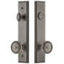 Grandeur Carre Solid Brass Tall Plate Single Cylinder Keyed Entry Set with Soleil Knob and 2-3/4" Backset Antique Pewter