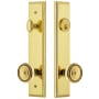 Grandeur Carre Solid Brass Tall Plate Single Cylinder Keyed Entry Set with Soleil Knob and 2-3/4" Backset Lifetime Brass