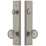 Grandeur Carre Solid Brass Tall Plate Single Cylinder Keyed Entry Set with Soleil Knob and 2-3/4" Backset Satin Nickel