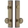 Grandeur Carre Solid Brass Tall Plate Single Cylinder Keyed Entry Set with Soleil Knob and 2-3/4" Backset Vintage Brass