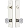 Grandeur Carre Solid Brass Tall Plate Single Cylinder Keyed Entry Set with Versailles Crystal Knob and 2-3/4" Backset Polished Nickel