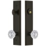 Grandeur Carre Solid Brass Tall Plate Single Cylinder Keyed Entry Set with Versailles Crystal Knob and 2-3/4" Backset Timeless Bronze