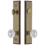 Grandeur Carre Solid Brass Tall Plate Single Cylinder Keyed Entry Set with Versailles Crystal Knob and 2-3/4" Backset Vintage Brass