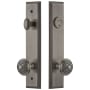 Grandeur Carre Solid Brass Tall Plate Single Cylinder Keyed Entry Set with Windsor Knob and 2-3/4" Backset Antique Pewter