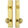 Grandeur Carre Solid Brass Tall Plate Single Cylinder Keyed Entry Set with Windsor Knob and 2-3/8" Backset Lifetime Brass
