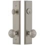 Grandeur Carre Solid Brass Tall Plate Single Cylinder Keyed Entry Set with Windsor Knob and 2-3/4" Backset Satin Nickel