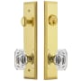 Grandeur Fifth Avenue Solid Brass Tall Plate Single Cylinder Keyed Entry Set with Baguette Clear Crystal Knob and 2-3/4" Backset Lifetime Brass