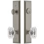 Grandeur Fifth Avenue Solid Brass Tall Plate Single Cylinder Keyed Entry Set with Baguette Clear Crystal Knob and 2-3/4" Backset Satin Nickel