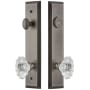 Grandeur Fifth Avenue Solid Brass Tall Plate Single Cylinder Keyed Entry Set with Biarritz Crystal Knob and 2-3/8" Backset Antique Pewter