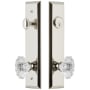 Grandeur Fifth Avenue Solid Brass Tall Plate Single Cylinder Keyed Entry Set with Biarritz Crystal Knob and 2-3/8" Backset Polished Nickel