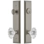 Grandeur Fifth Avenue Solid Brass Tall Plate Single Cylinder Keyed Entry Set with Biarritz Crystal Knob and 2-3/8" Backset Satin Nickel