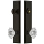 Grandeur Fifth Avenue Solid Brass Tall Plate Single Cylinder Keyed Entry Set with Biarritz Crystal Knob and 2-3/8" Backset Timeless Bronze