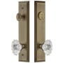 Grandeur Fifth Avenue Solid Brass Tall Plate Single Cylinder Keyed Entry Set with Biarritz Crystal Knob and 2-3/8" Backset Vintage Brass