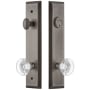 Grandeur Fifth Avenue Solid Brass Tall Plate Single Cylinder Keyed Entry Set with Bordeaux Crystal Knob and 2-3/4" Backset Antique Pewter