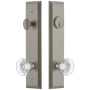 Grandeur Fifth Avenue Solid Brass Tall Plate Single Cylinder Keyed Entry Set with Bordeaux Crystal Knob and 2-3/4" Backset Satin Nickel