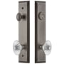 Grandeur Fifth Avenue Solid Brass Tall Plate Single Cylinder Keyed Entry Set with Burgundy Crystal Knob and 2-3/8" Backset Antique Pewter
