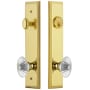 Grandeur Fifth Avenue Solid Brass Tall Plate Single Cylinder Keyed Entry Set with Burgundy Crystal Knob and 2-3/8" Backset Lifetime Brass