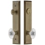 Grandeur Fifth Avenue Solid Brass Tall Plate Single Cylinder Keyed Entry Set with Burgundy Crystal Knob and 2-3/8" Backset Vintage Brass