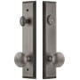 Grandeur Fifth Avenue Solid Brass Tall Plate Single Cylinder Keyed Entry Set with Fifth Avenue Knob and 2-3/4" Backset Antique Pewter