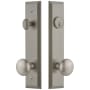 Grandeur Fifth Avenue Solid Brass Tall Plate Single Cylinder Keyed Entry Set with Fifth Avenue Knob and 2-3/4" Backset Satin Nickel