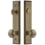 Grandeur Fifth Avenue Solid Brass Tall Plate Single Cylinder Keyed Entry Set with Fifth Avenue Knob and 2-3/4" Backset Vintage Brass