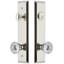 Grandeur Fifth Avenue Solid Brass Tall Plate Single Cylinder Keyed Entry Set with Fontainebleau Crystal Knob and 2-3/8" Backset Polished Nickel