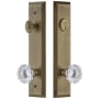 Grandeur Fifth Avenue Solid Brass Tall Plate Single Cylinder Keyed Entry Set with Fontainebleau Crystal Knob and 2-3/8" Backset Vintage Brass