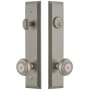 Grandeur Fifth Avenue Solid Brass Tall Plate Single Cylinder Keyed Entry Set with Parthenon Knob and 2-3/8" Backset Satin Nickel