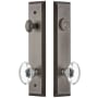 Grandeur Fifth Avenue Solid Brass Tall Plate Single Cylinder Keyed Entry Set with Provence Crystal Knob and 2-3/4" Backset Antique Pewter