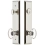 Grandeur Fifth Avenue Solid Brass Tall Plate Single Cylinder Keyed Entry Set with Provence Crystal Knob and 2-3/4" Backset Polished Nickel