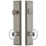 Grandeur Fifth Avenue Solid Brass Tall Plate Single Cylinder Keyed Entry Set with Provence Crystal Knob and 2-3/4" Backset Satin Nickel