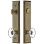 Grandeur Fifth Avenue Solid Brass Tall Plate Single Cylinder Keyed Entry Set with Provence Crystal Knob and 2-3/4" Backset Vintage Brass