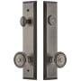 Grandeur Fifth Avenue Solid Brass Tall Plate Single Cylinder Keyed Entry Set with Soleil Knob and 2-3/4" Backset Antique Pewter