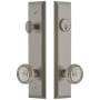 Grandeur Fifth Avenue Solid Brass Tall Plate Single Cylinder Keyed Entry Set with Soleil Knob and 2-3/4" Backset Satin Nickel