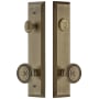 Grandeur Fifth Avenue Solid Brass Tall Plate Single Cylinder Keyed Entry Set with Soleil Knob and 2-3/4" Backset Vintage Brass