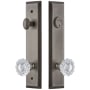 Grandeur Fifth Avenue Solid Brass Tall Plate Single Cylinder Keyed Entry Set with Versailles Crystal Knob and 2-3/8" Backset Antique Pewter