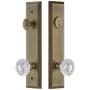 Grandeur Fifth Avenue Solid Brass Tall Plate Single Cylinder Keyed Entry Set with Versailles Crystal Knob and 2-3/8" Backset Vintage Brass