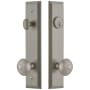 Grandeur Fifth Avenue Solid Brass Tall Plate Single Cylinder Keyed Entry Set with Windsor Knob and 2-3/4" Backset Satin Nickel