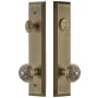 Grandeur Fifth Avenue Solid Brass Tall Plate Single Cylinder Keyed Entry Set with Windsor Knob and 2-3/4" Backset Vintage Brass