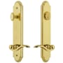 Grandeur Arc Solid Brass Tall Plate Single Cylinder Keyed Entry Set with Bellagio Lever and 2-3/8" Backset Lifetime Brass