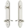 Grandeur Arc Solid Brass Tall Plate Single Cylinder Keyed Entry Set with Bellagio Lever and 2-3/8" Backset Polished Nickel