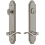 Grandeur Arc Solid Brass Tall Plate Single Cylinder Keyed Entry Set with Bellagio Lever and 2-3/8" Backset Satin Nickel